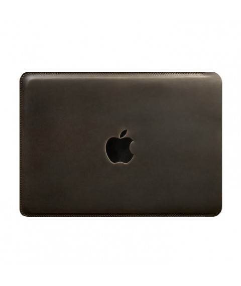 Leather case for MacBook 14 inch Dark brown Crazy Horse