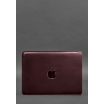 Кожаный чехол для MacBook 14 дюйм Бордовый Crazy Horse