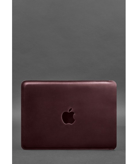 Шкіряний чохол для MacBook 14 дюйм Бордовий Crazy Horse