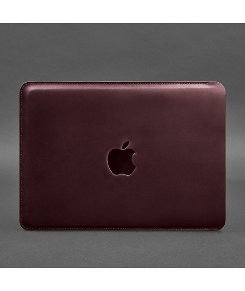 Шкіряний чохол для MacBook 14 дюйм Бордовий Crazy Horse