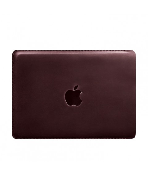 Шкіряний чохол для MacBook 14 дюйм Бордовий Crazy Horse