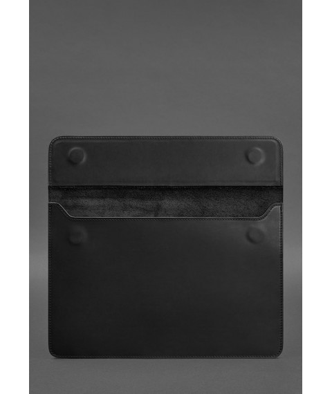 Кожаный чехол-конверт на магнитах для MacBook 13 Черный  Crazy Horse