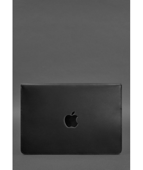 Кожаный чехол-конверт на магнитах для MacBook 13 Черный  Crazy Horse