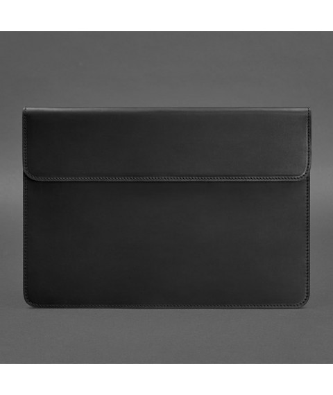 Шкіряний чохол-конверт на магнітах для MacBook 15 дюйм Чорний Crazy Horse
