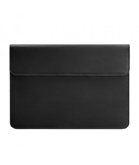 Шкіряний чохол-конверт на магнітах для MacBook 15 дюйм Чорний Crazy Horse