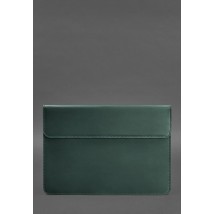 Шкіряний чохол-конверт на магнітах для MacBook 14 Зелений Crazy Horse