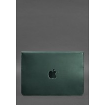 Кожаный чехол-конверт на магнитах для MacBook 13 Зеленый  Crazy Horse