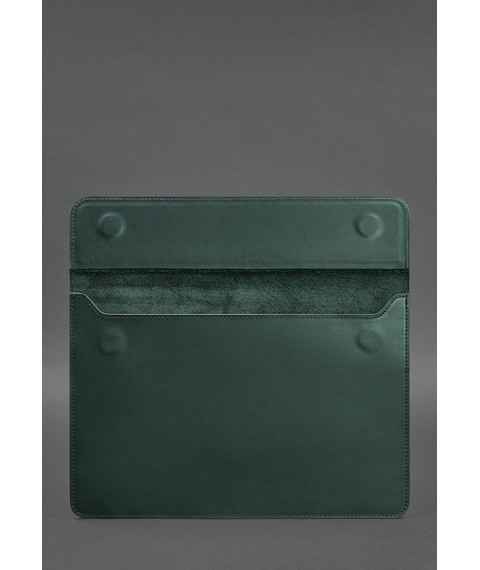 Шкіряний чохол-конверт на магнітах для MacBook 14 Зелений Crazy Horse