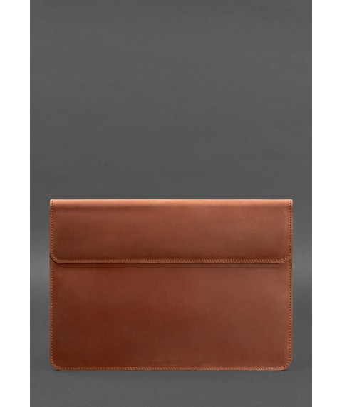 Шкіряний чохол-конверт на магнітах для MacBook 14 Світло-коричневий Crazy Horse