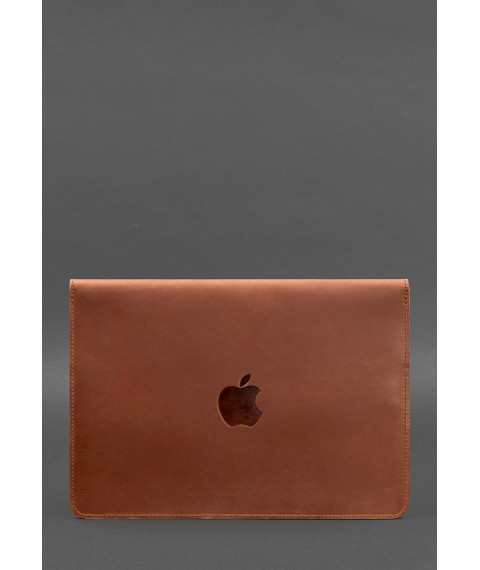 Шкіряний чохол-конверт на магнітах для MacBook 14 Світло-коричневий Crazy Horse