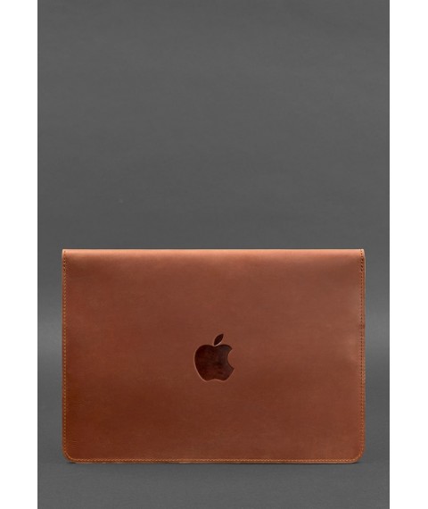 Кожаный чехол-конверт на магнитах для MacBook 13 Светло-коричневый  Crazy Horse
