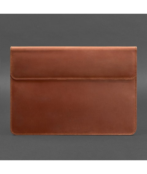 Шкіряний чохол-конверт на магнітах для MacBook 15 дюйм Світло-коричневий Crazy Horse