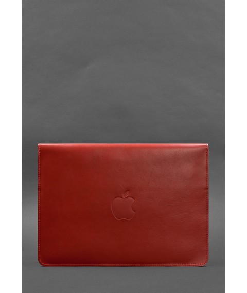 Шкіряний чохол-конверт на магнітах для MacBook 14 Червоний