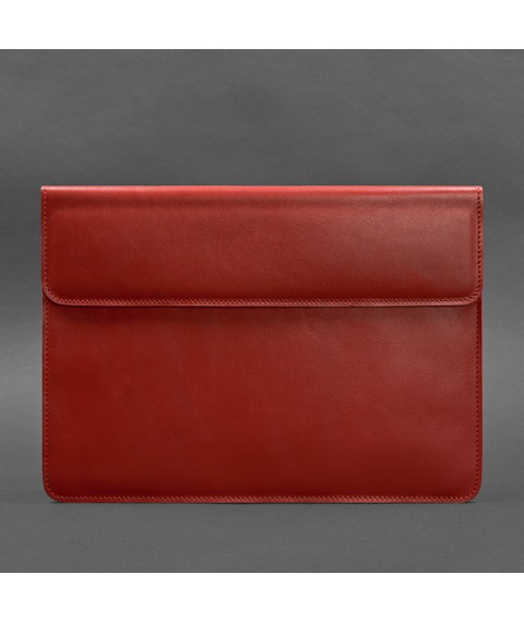 Кожаный чехол-конверт на магнитах для MacBook 13 Красный