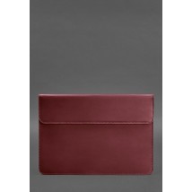 Шкіряний чохол-конверт на магнітах для MacBook 14 Бордовий Crazy Horse