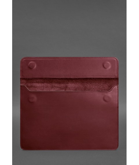 Leather envelope case with magnets for MacBook 14 Burgundy Crazy Horse