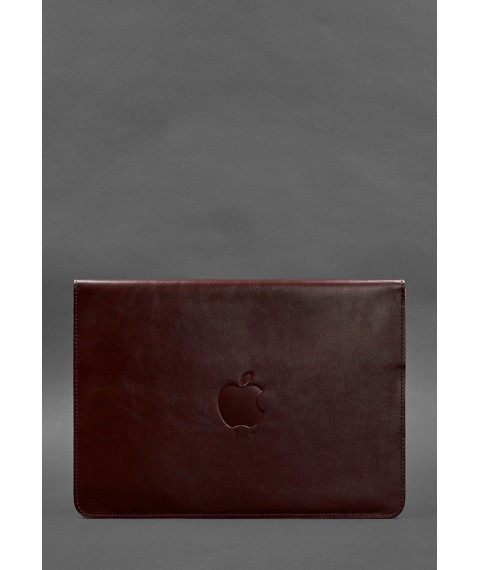 Шкіряний чохол-конверт на магнітах для MacBook 13 Бордовий