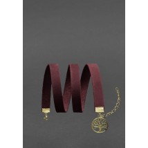 Women's leather bracelet - burgundy Crazy Horse ribbon