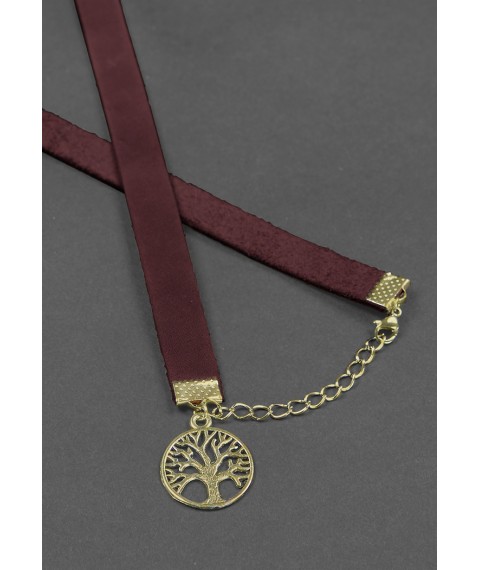 Women's leather bracelet - burgundy Crazy Horse ribbon