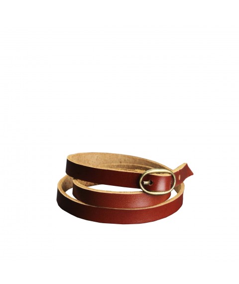 Кожаный браслет лента с пряжкой светло-коричневый