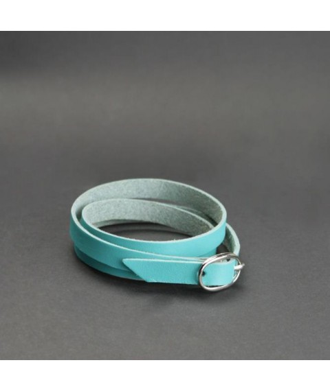 Women's leather bracelet ribbon with turquoise buckle