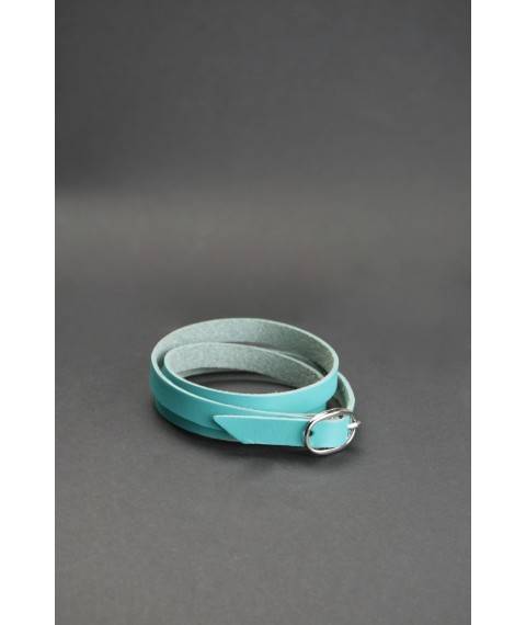 Women's leather bracelet ribbon with turquoise buckle