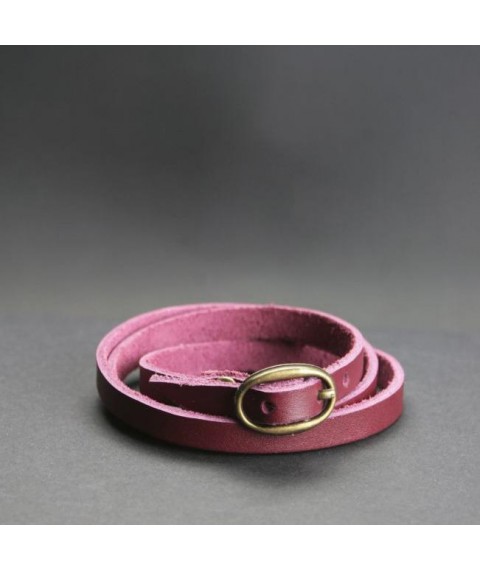 Women's leather bracelet ribbon with buckle burgundy