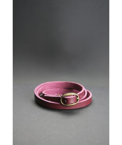 Women's leather bracelet ribbon with buckle burgundy