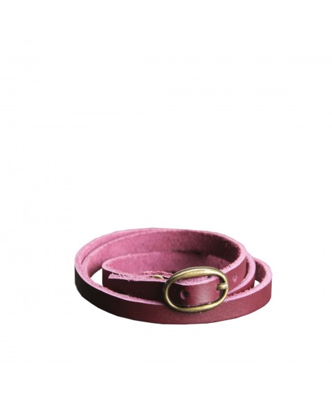 Women's leather bracelet ribbon with buckle burgundy