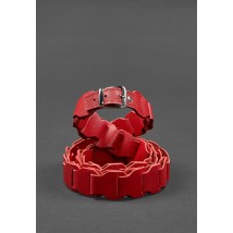 Women's leather boho belt red Saffiano