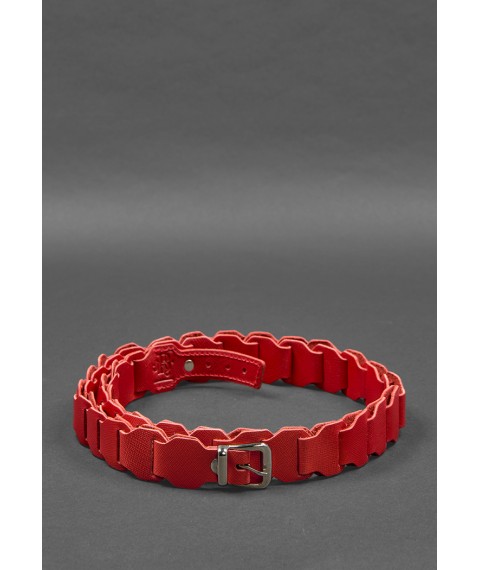 Women's leather boho belt red Saffiano