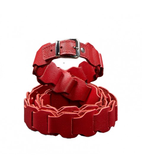 Women's leather boho belt red Saffiano