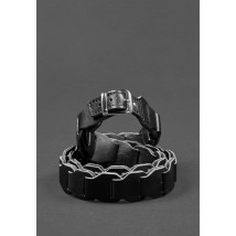 Women's leather boho belt black crust