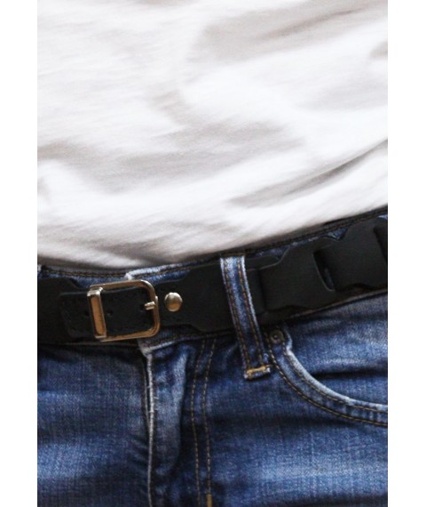 Women's leather boho belt black Crazy Horse