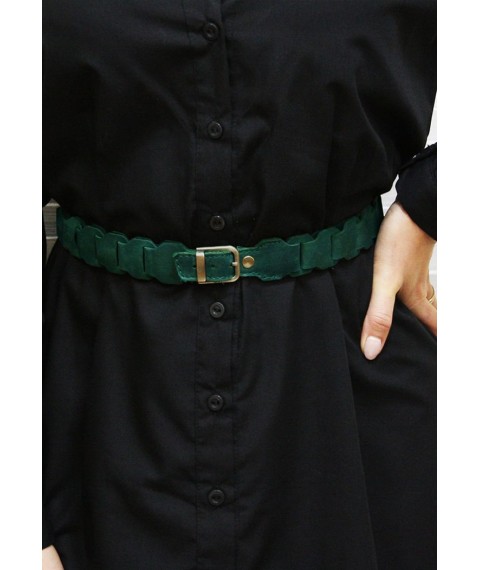 Women's leather boho belt green