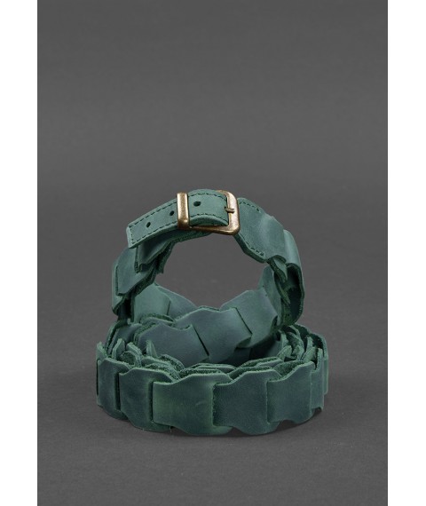 Women's leather boho belt green