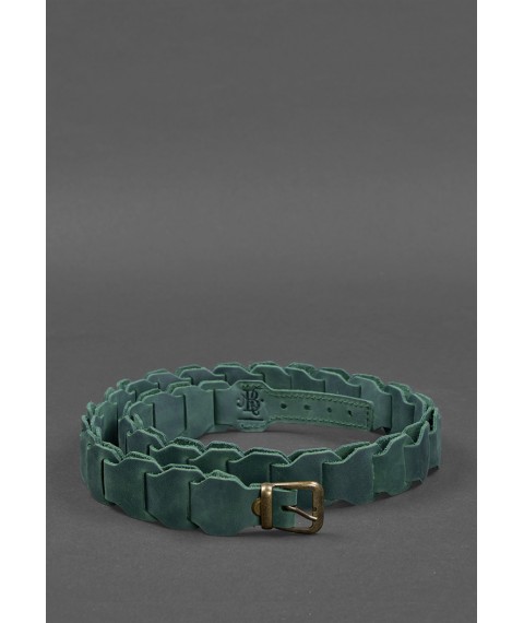 Women's leather boho belt green