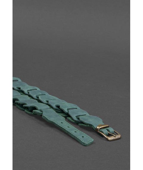 Women's leather boho belt green