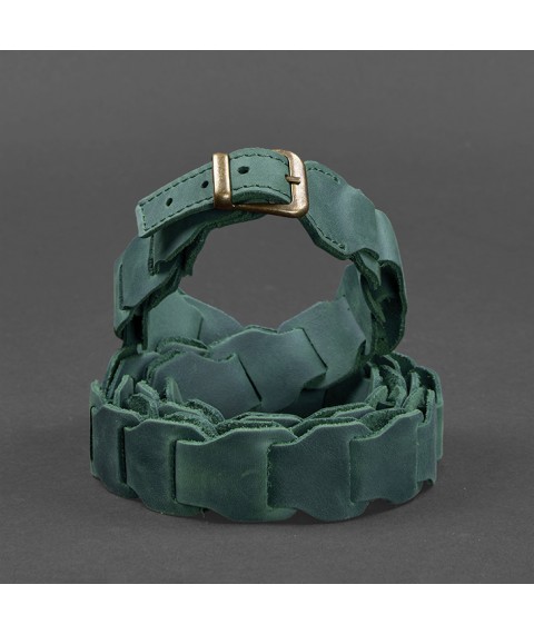 Women's leather boho belt green