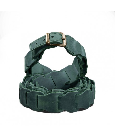 Women's leather boho belt green