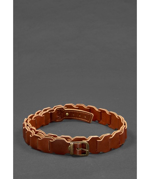 Women's leather boho belt light brown crust