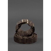 Women's leather boho belt dark brown Crazy Horse