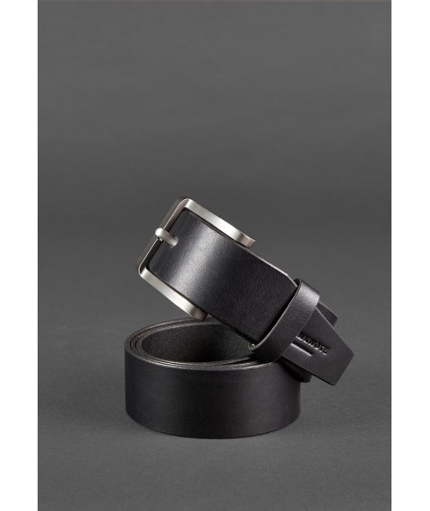 Men's leather belt 40 mm black