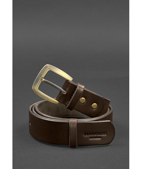 Men's leather narrow belt 33 mm Brown bronze
