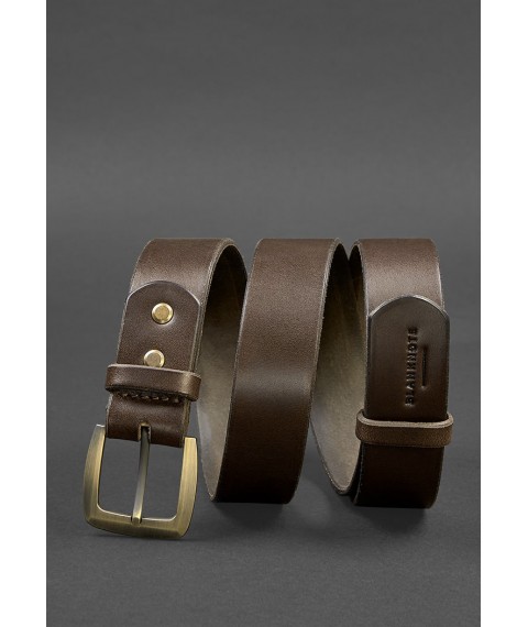 Men's leather narrow belt 33 mm Brown bronze