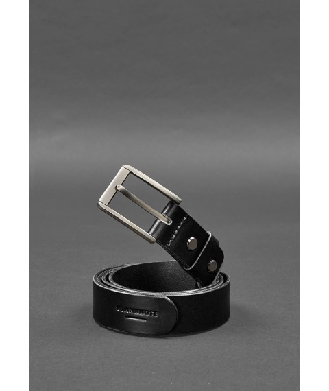 Men's leather narrow belt 30 mm Black