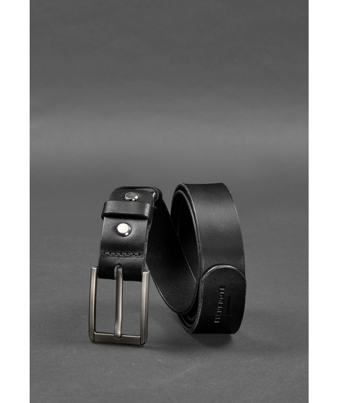 Men's leather narrow belt 30 mm Black
