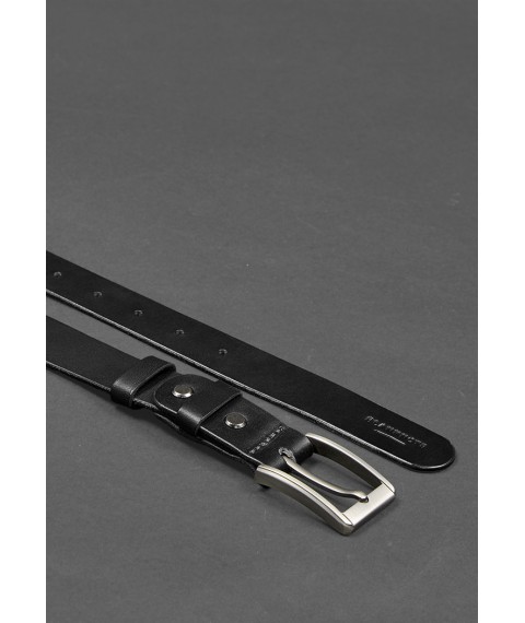 Men's leather narrow belt 30 mm Black