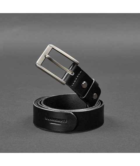 Men's leather narrow belt 30 mm Black