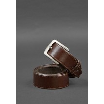 Leather belt 40 mm brown with dark beige thread